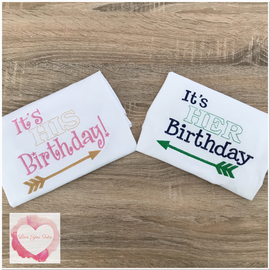 Embroidered twins birthday designs
