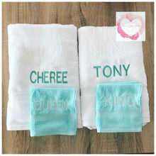 Load image into Gallery viewer, Embroidered personalised double towel set