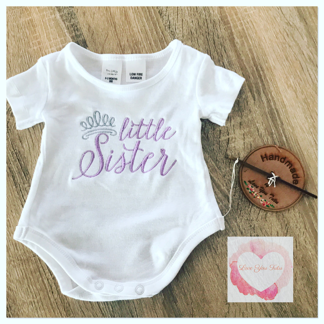 Embroidered big sister little sister tiara designs