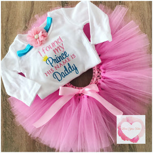 Embroidered daddy's my prince tutu set