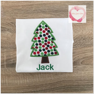 Embroidered Christmas tree appliqué design