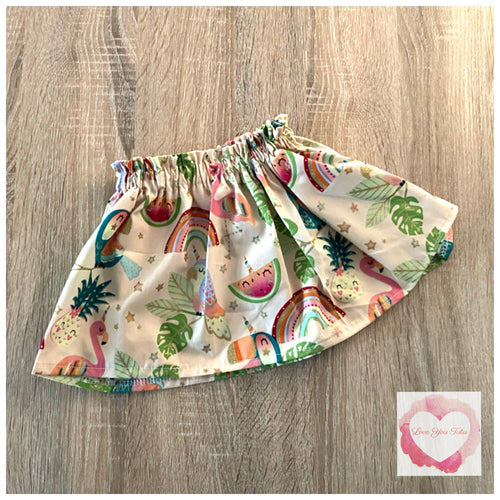 Tropical fruity paperbag skirt- size 0000-000 ready to ship