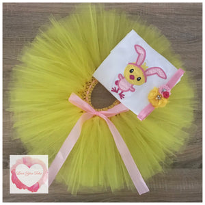 Embroidered Easter chick tutu set