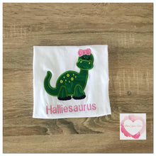 Load image into Gallery viewer, Embroidered dinosaur design