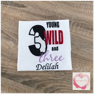 Embroidered young wild & three design