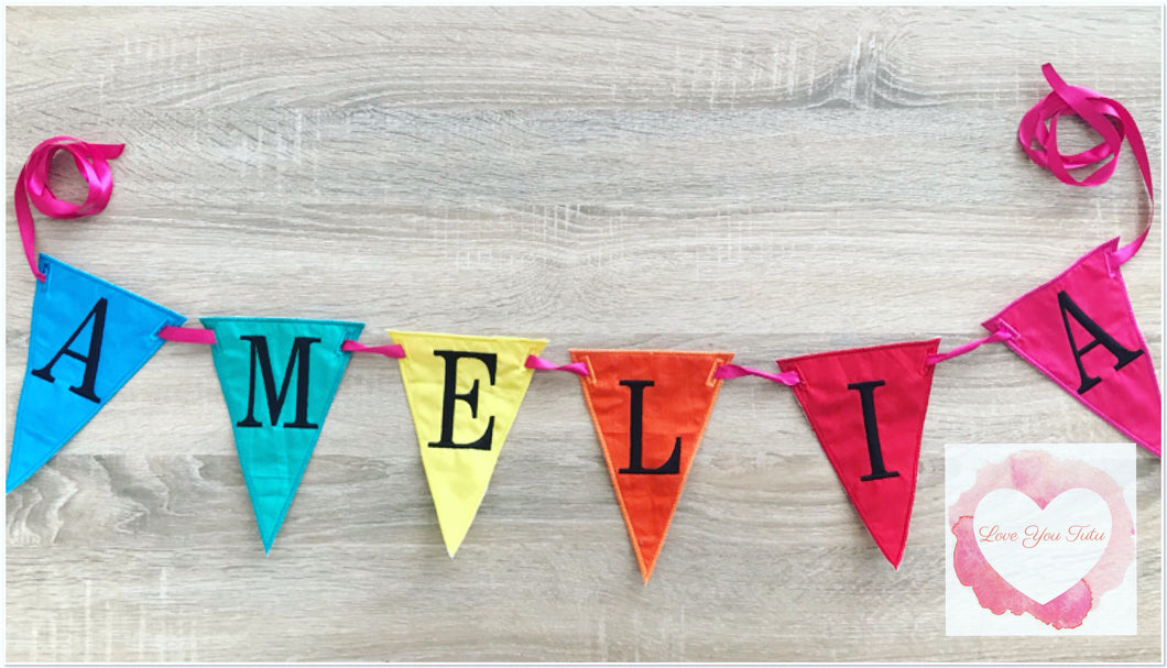 Embroidered Personalised flag bunting