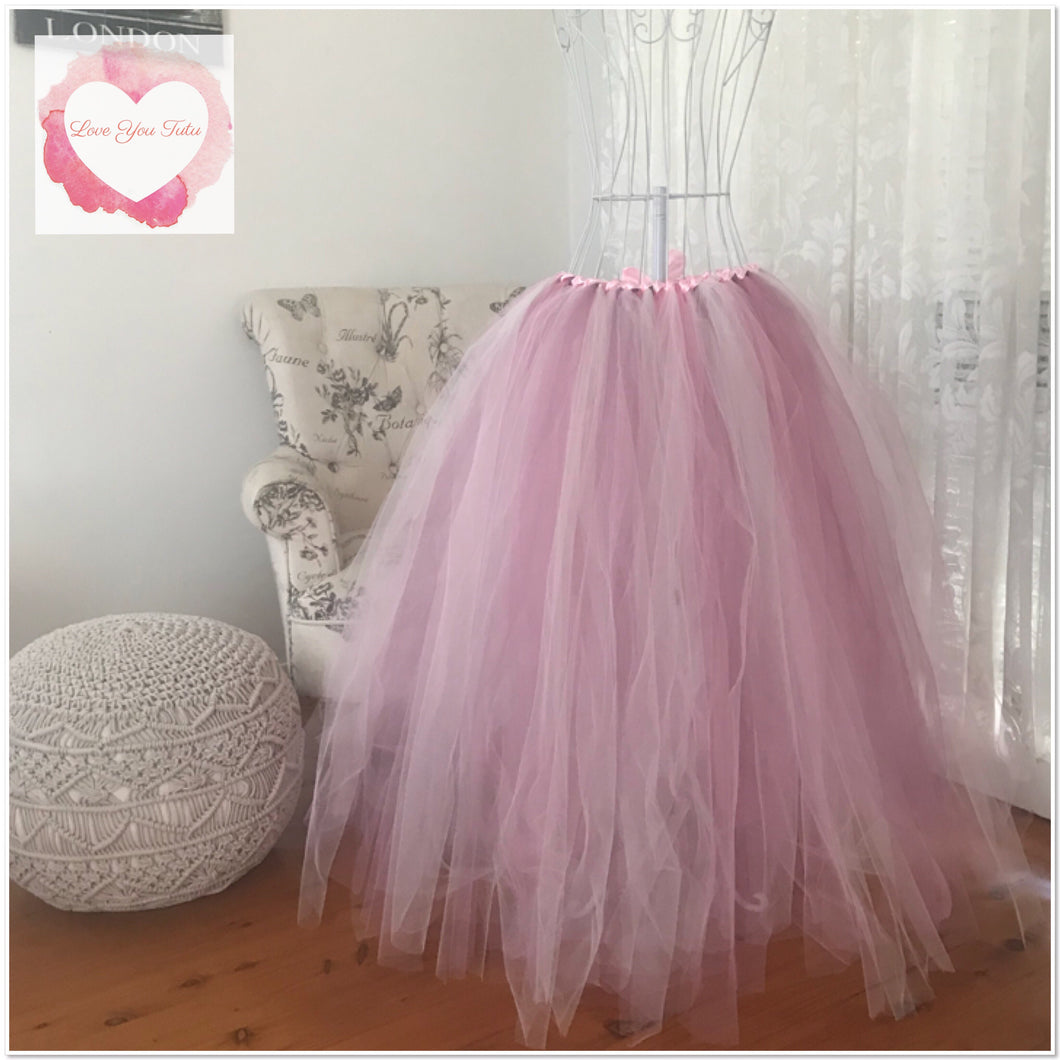 Full length baby pink, mauve, dusty pink & ivory adult/maternity Tutu skirt