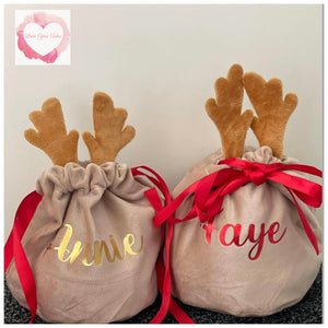 Personalised Velvet reindeer bags