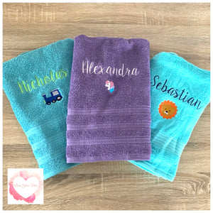 Embroidered personalised towel with picture