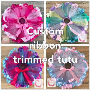 *Custom Ribbon trimmed short Tutu skirt