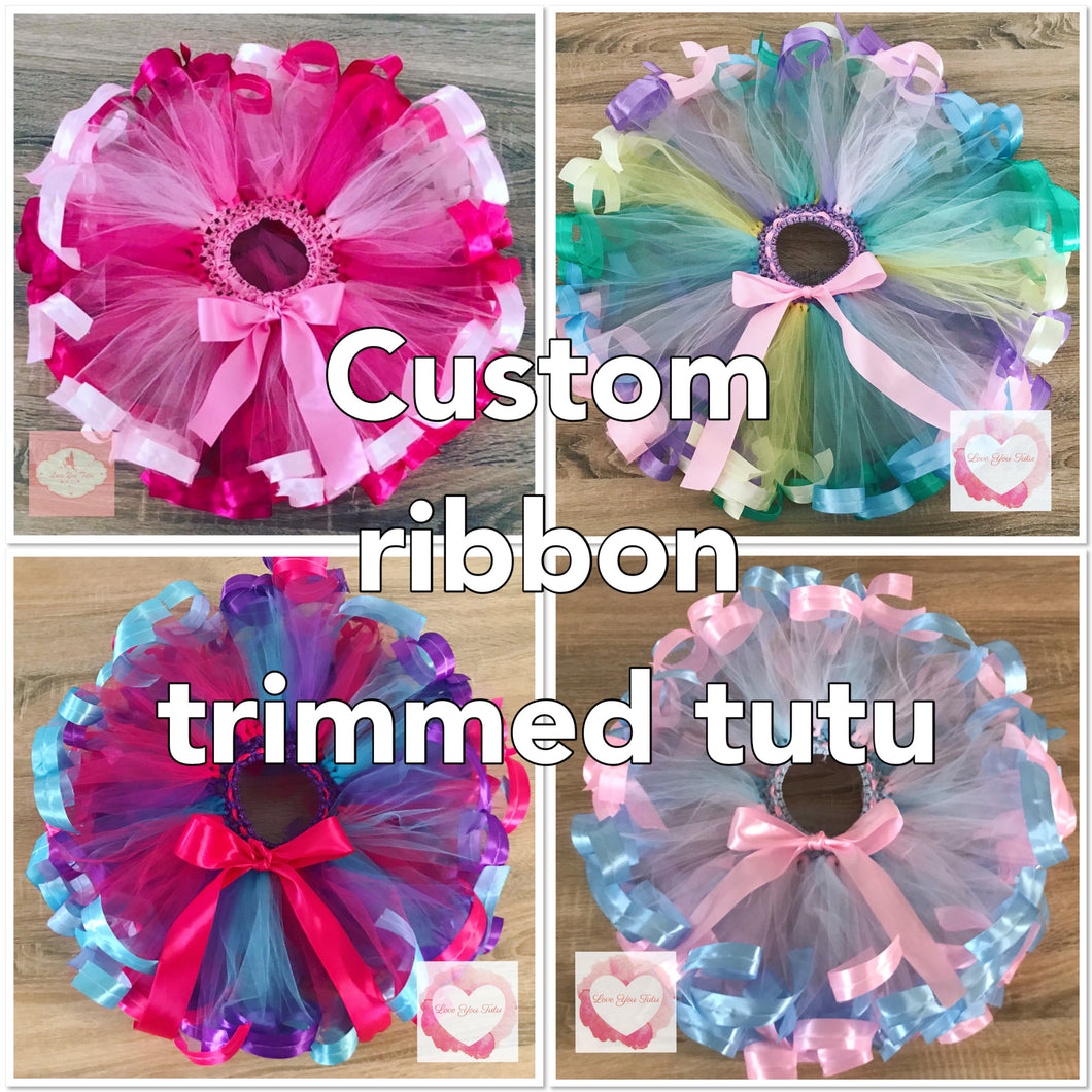 *Custom Ribbon trimmed short Tutu skirt