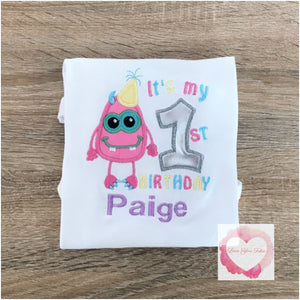 Embroidered Monster 1st Birthday design