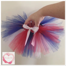 Load image into Gallery viewer, Red white &amp; blue short tutu skirt