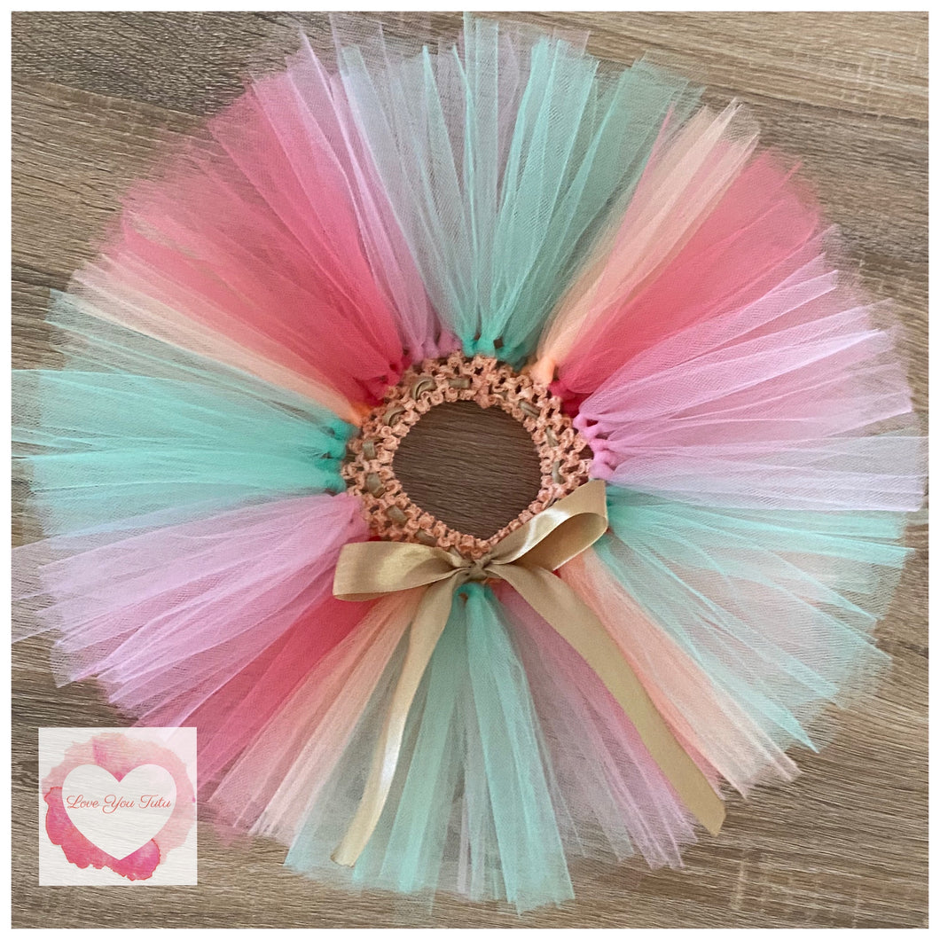 Pink, Coral, Peach and Mint short tutu skirt