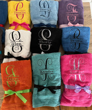 Load image into Gallery viewer, Embroidered split monogrammed towel