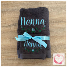 Load image into Gallery viewer, Embroidered personalised Nanna towel set