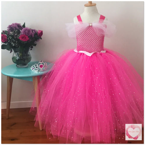 Shocking pink full length tutu dress