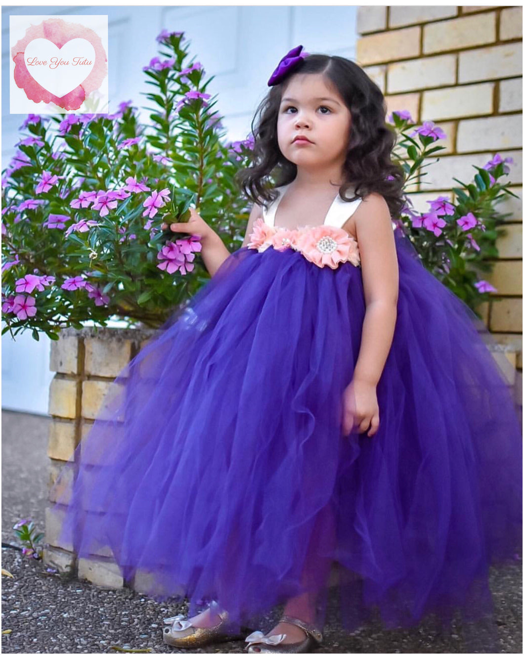 Purple & peach Full length tutu dress