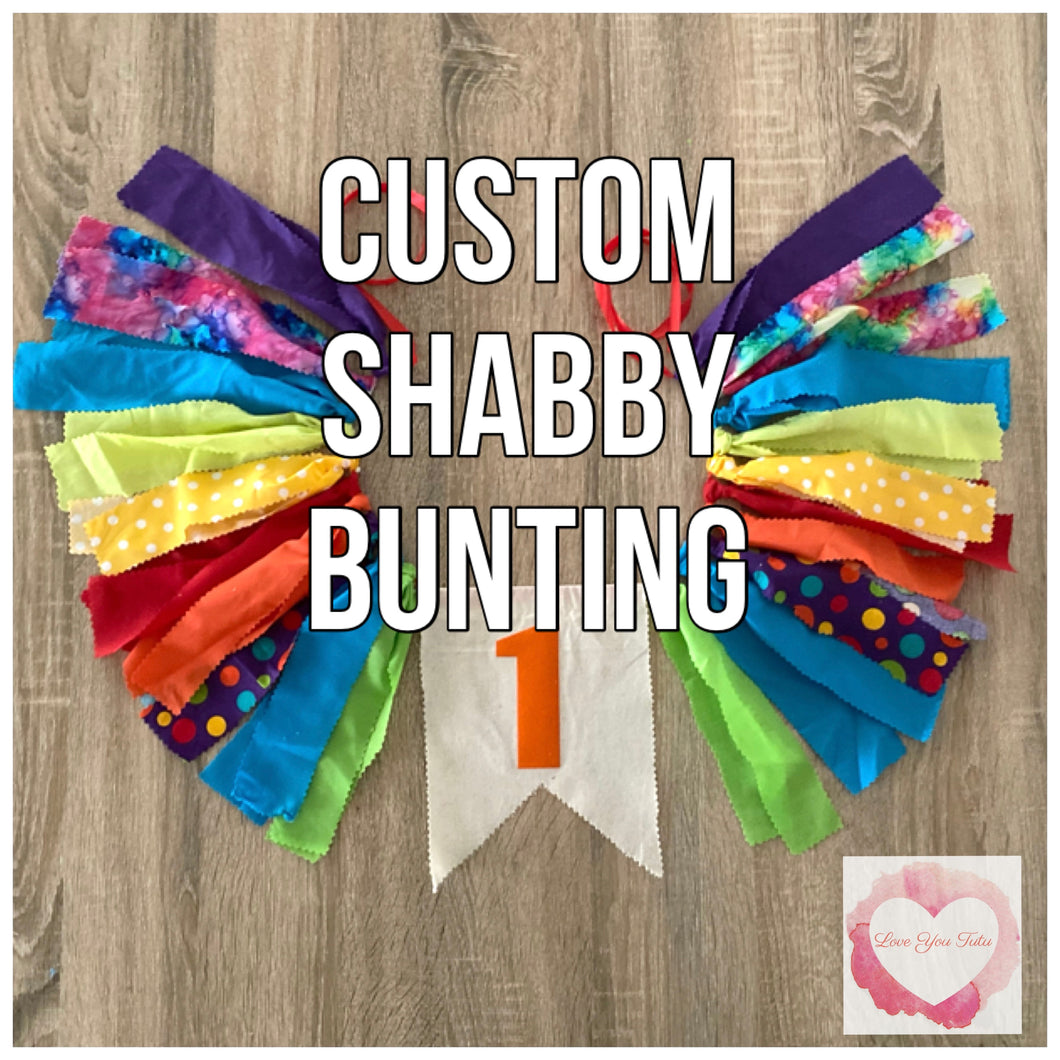 *Custom Fabric shabby birthday bunting