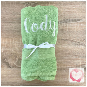 Embroidered personalised towel- name/wording only