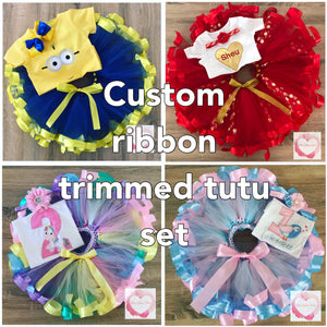 *Custom Ribbon trimmed tutu set