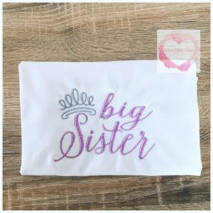 Embroidered big sister little sister tiara designs