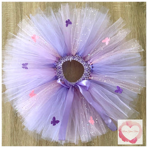 Butterflies, Lilac, lavender and pink sequins short Tutu skirt