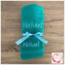 Load image into Gallery viewer, Embroidered personalised towel set name only