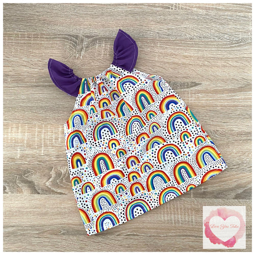 Rainbows flutter sleeve dress size 000- ready to ship