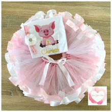 Load image into Gallery viewer, Piggy ribbon trimmed tutu set