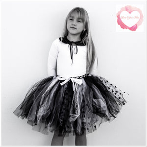 Edgy black & white love 3/4 length Tutu skirt