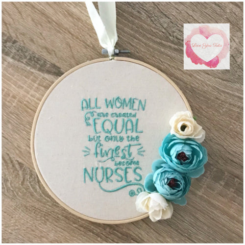 Nurse embroidered hanging hoop
