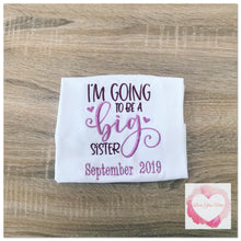 Load image into Gallery viewer, Embroidered Big sister announcement design