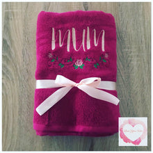 Load image into Gallery viewer, Embroidered mum towel