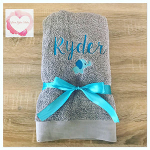 Embroidered personalised towel set with picture